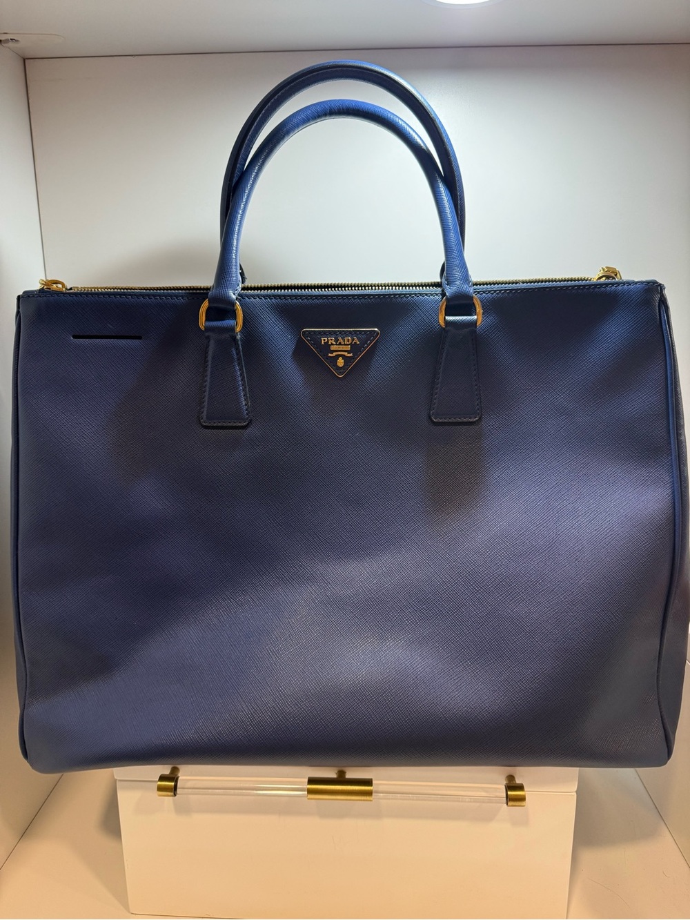 Prada Navy Blue Saffiano Leather Galleria Tote Bag